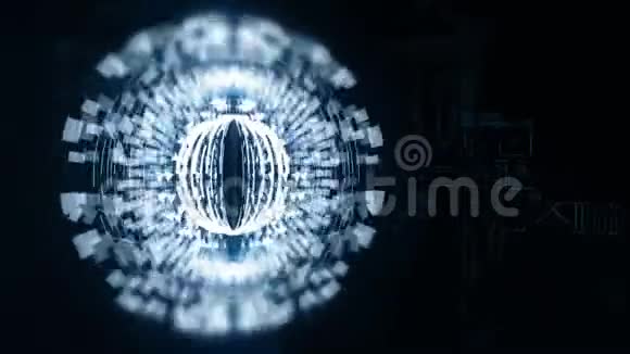 3D蓝色球体在空间中旋转背景是一块电荷板视频的预览图