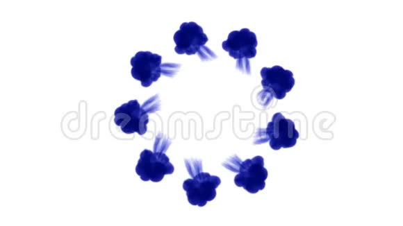 蓝色滴入水中缓慢移动用于带有烟雾或墨水效果的墨色背景或背景luma视频的预览图