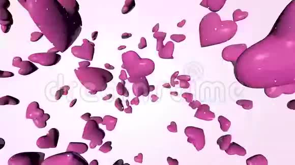 数千颗粉红3D红心视频的预览图