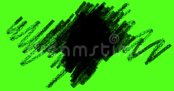 手绘涂鸦过渡涂鸦和素描效果与黑色铅笔在色度键绿色屏幕背景视频的预览图