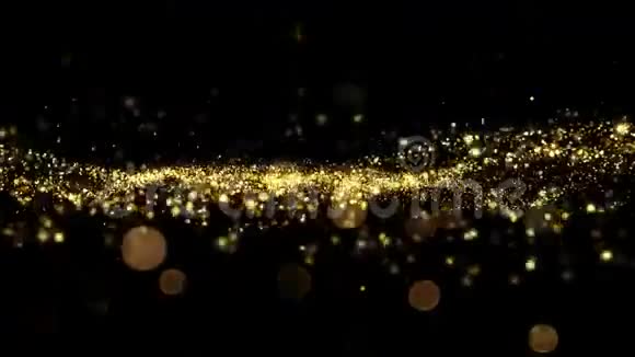 美丽的豪华黄金颗粒移动无缝与博克布尔慢动作的三维动画高清1080视频的预览图