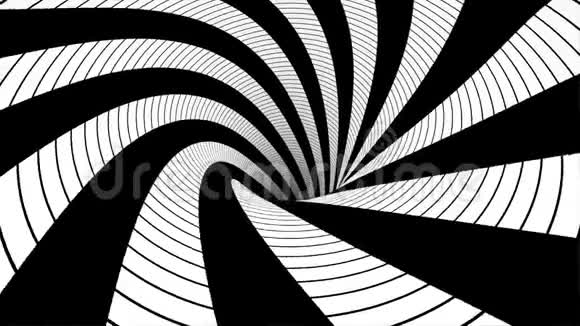 黑白隧道内无缝抽象旅行黑白隧道中的抽象运动动画视频的预览图