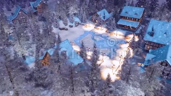 冬季夜间顶景的雪山高山乡视频的预览图