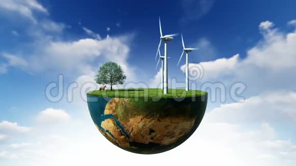 环境概念地球仪持有风力涡轮机LumaMatte附件视频的预览图