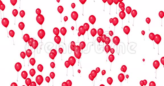红色气球升起白色背景红色派对节日活动生日视频的预览图