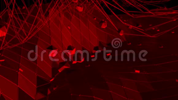 暗红色低聚波面作为可爱的背景暗红色多边形几何振动环境或视频的预览图