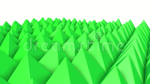 一排排绿色金字塔缓缓移动摘要3D渲染视频的预览图