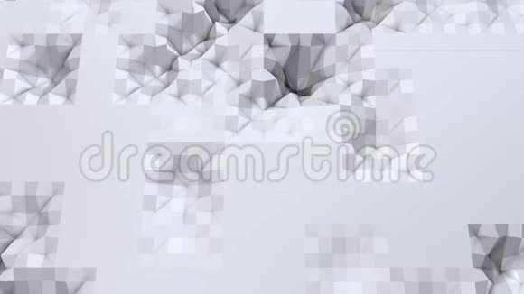 简单的低聚三维波浪面作为创意背景纯白色灰色多边形的软几何低聚背景视频的预览图