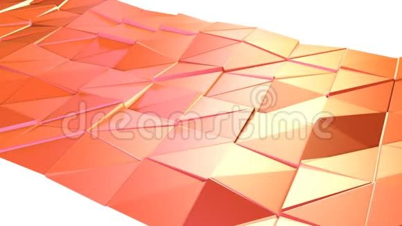 抽象简单的粉红色橙色低聚三维表面作为几何背景软几何低聚运动背景视频的预览图