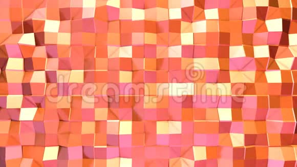 抽象简单的粉红色橙色低聚三维表面作为游戏背景移动的软几何低聚运动背景视频的预览图