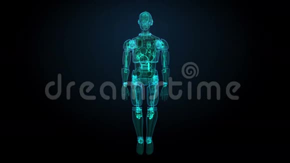 旋转半透明三维机器人身体X射线扫描x28包括x29视频的预览图