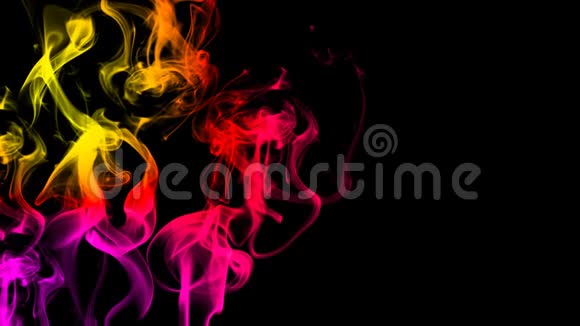 彩色烟雾在黑色背景上的CG动画汁鲜色3D绘制视频的预览图