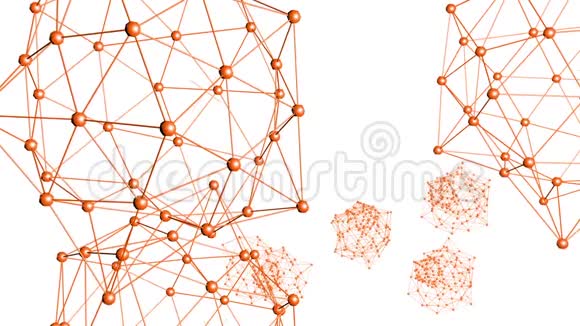 抽象橙色挥动三维网格或网格的脉动几何物体用作抽象的网络背景橙色视频的预览图