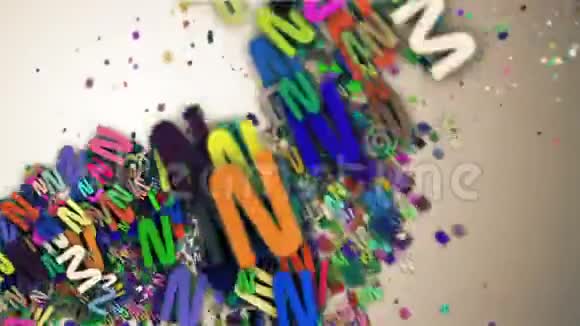 抽象循环的彩色飞行字母视频的预览图