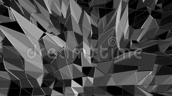 抽象干净的黑白低聚挥三维表面作为良好的背景灰色几何振动环境或视频的预览图