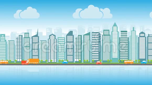搜索城市使用智能手机动画平面风格开放过渡下第三视频的预览图