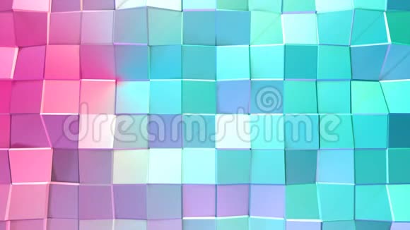 抽象简单的蓝色粉红色低聚三维表面作为催眠环境软几何低聚运动背景视频的预览图