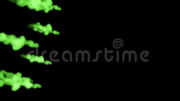 荧光亮绿色书写墨水在水中融合多滴墨水这是3D渲染镜头的慢动作墨水视频的预览图