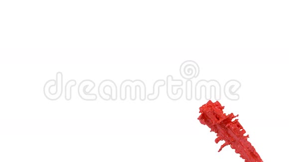 喷泉的红色油漆如汽车油漆白色背景与阿尔法哑光使用它如阿尔法通道版本1视频的预览图