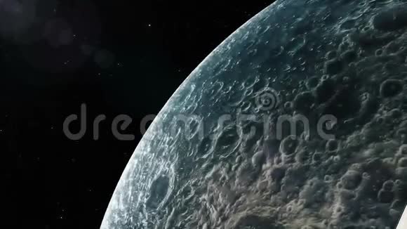 空间站绕月球飞行美丽的细节动画视频的预览图
