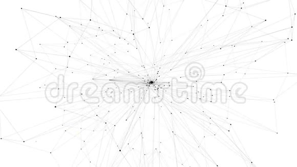 抽象黑白挥动三维网格或网格的脉动几何物体用作抽象元素的运动图形视频的预览图