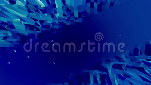 蓝色金属低聚波动表面作为数学可视化蓝色多边形几何振动环境或视频的预览图