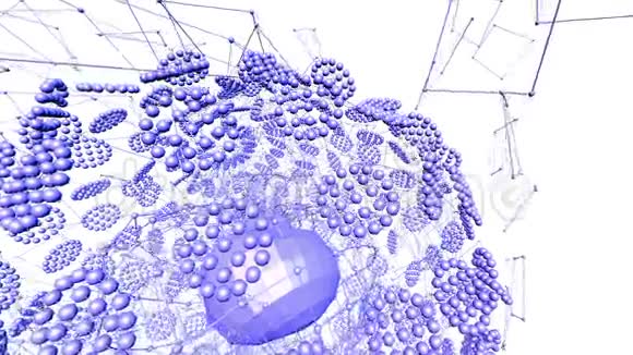 抽象紫罗兰挥舞三维网格或网格的脉动几何物体用作抽象的科学可视化紫罗兰视频的预览图