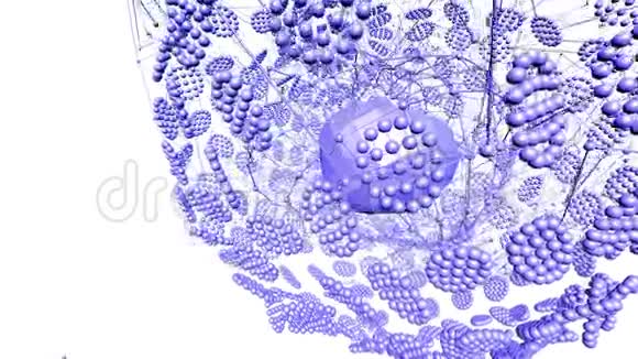 抽象紫罗兰挥舞三维网格或网格的脉动几何物体用作抽象空间环境紫罗兰视频的预览图