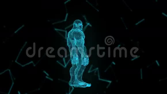 虚拟三维全息投影与未来蓝DNA的人类神通男性x光扫描人体视频的预览图