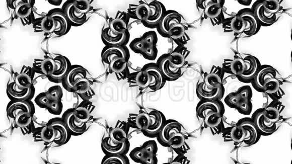 4k无缝循环动画黑白图案与丝带扭曲和形成复杂的结构如视频的预览图