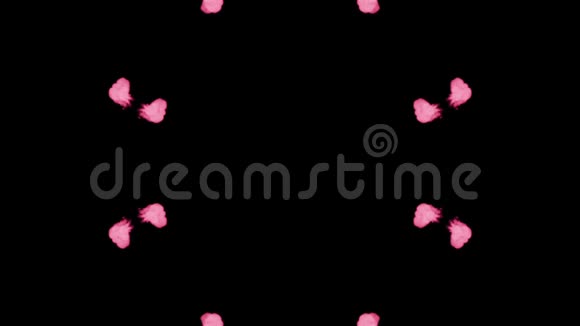 背景类似罗夏墨迹试验14荧光粉墨水或烟在黑色上以慢动作隔离粉红色颜料视频的预览图