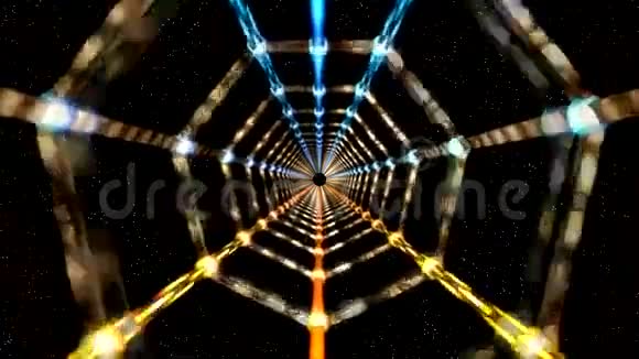 3带星际背景的金色金属空间隧道视频的预览图