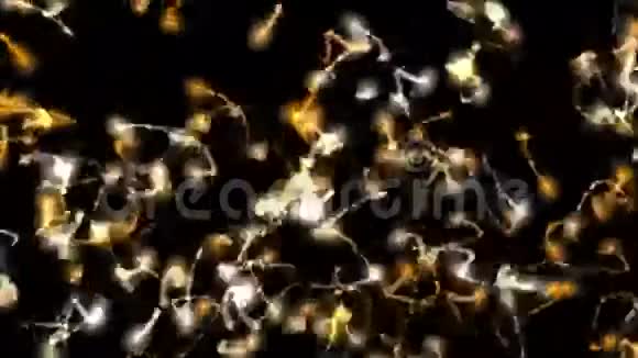 4k抽象飞粒子轻尾烟火生物微生物细菌孢子精子艺术粒子背景微纳米神经元离子视频的预览图