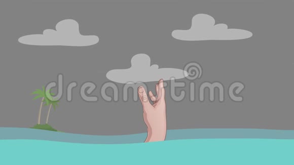 一个溺水的人在一个岛屿前的海洋中视频的预览图