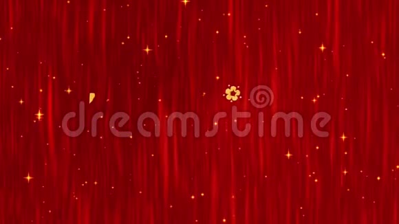 红色中国新年背景与黄金老鼠烟花3D渲染循环4k神奇的新年快乐动画视频的预览图