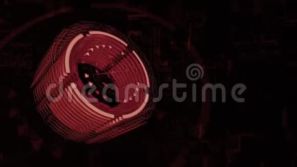 3D红色圆柱在空间中旋转背景是一块充电板视频的预览图