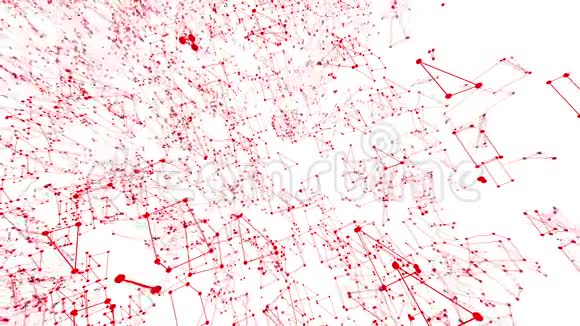抽象干净的红色挥动三维网格或网格作为流行的背景红色几何振动环境或脉动数学视频的预览图
