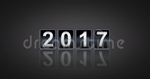 2017年2018年新年快乐概念老式模拟计数器倒计时动画复古翻转数字计数器从2017年到2018年视频的预览图