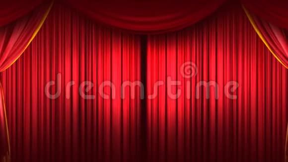 红色窗帘舞台幕布高质量的电脑动画关闭窗帘视频的预览图
