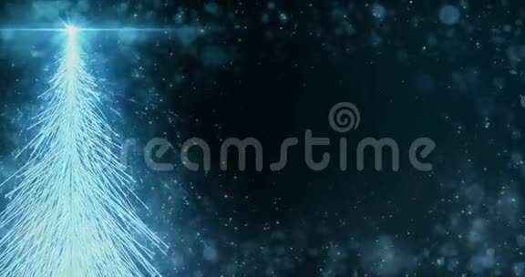 动画蓝色圣诞枞树星背景无缝循环在4k分辨率视频的预览图