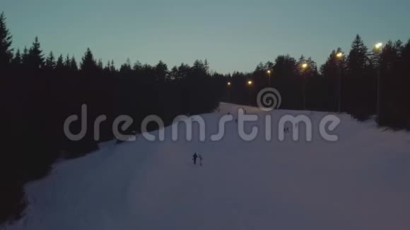 森林鸟瞰滑雪场视频的预览图