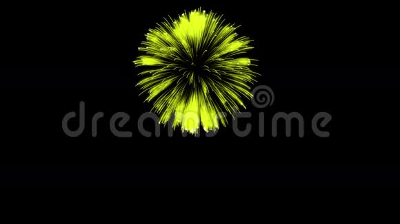 色彩斑斓的单根烟火在夜晚壮观的单一烟花3D渲染黄色版本3视频的预览图