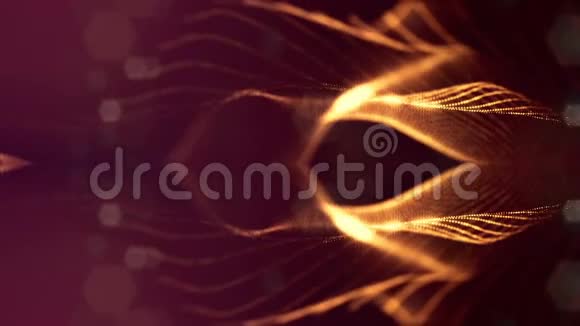 微世界或纳米技术黄金背景无缝循环动画与辉光粒子抽象科幻虚拟视频的预览图