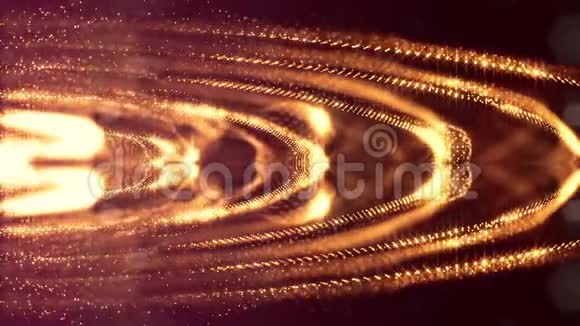 微世界或纳米技术黄金背景无缝循环动画与辉光粒子抽象科幻虚拟视频的预览图