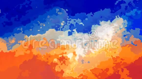 彩色无缝图案纹理背景视频热橙蓝白现代绘画艺术视频的预览图