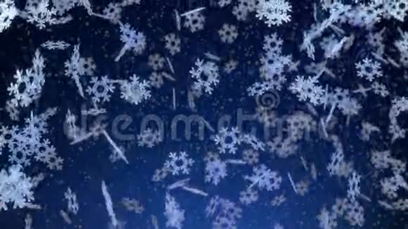 蓝色背景上的雪花视频的预览图