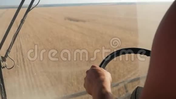 人类驾驶联合收割机收割小麦视频的预览图