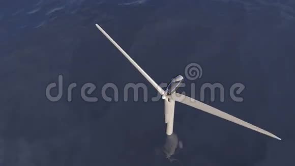 海洋中的动画风力涡轮机视频的预览图