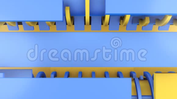 曲线联盟竖井的移动蓝色和黄色3D视频的预览图
