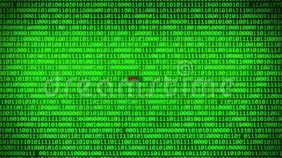 绿色二进制代码墙揭示间谍数据矩阵背景视频的预览图
